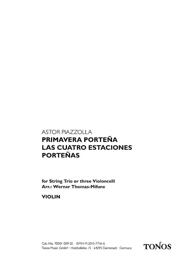 A. Piazzolla: Primavera Portena, VlVaVc/3Vc (Stsatz) (0)
