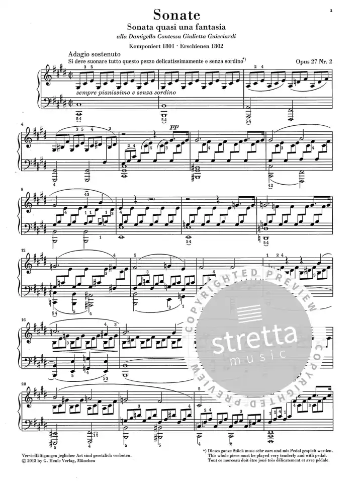 L. v. Beethoven: Klaviersonate Nr. 14 cis-Moll op. 27/, Klav (1)