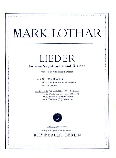 Lothar Mark: Vier Lieder op. 14