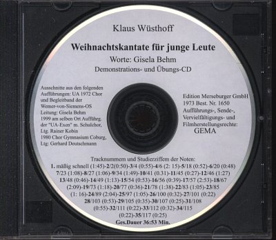K. Wuesthoff: Weihnachtskantate fuer junge Leute (CD)