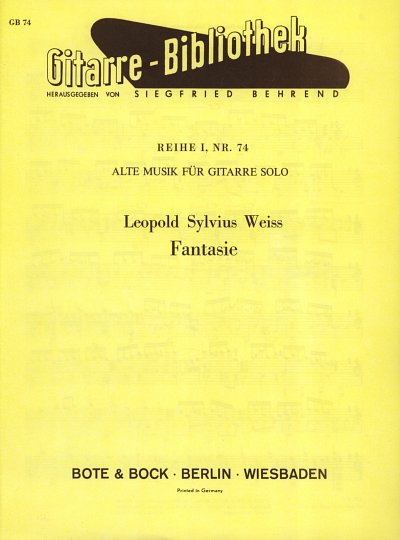 Weiss Silvius Leopold: Fantasie E-Moll Gb Gitarre Bibliothek