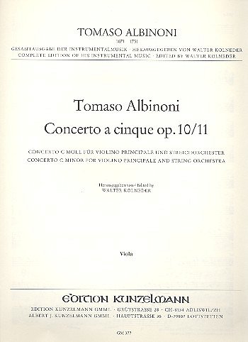 T. Albinoni: Concerto a cinque g-moll op. 10/, VlStrBc (Vla)