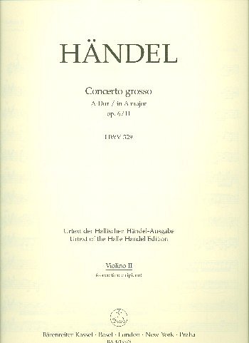 G.F. Haendel: Concerto grosso A-Dur op. 6/11 HW, StroBc (Vl2
