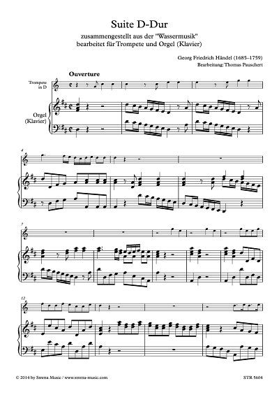 DL: G.F. Haendel: Suite D-Dur, Orgelpartitur, Solostimme