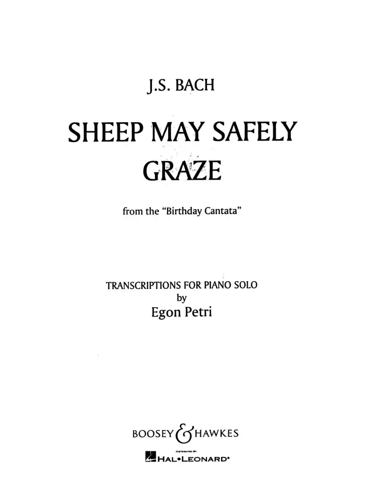 J.S. Bach: Schafe koennen sicher weiden, Klav (0)