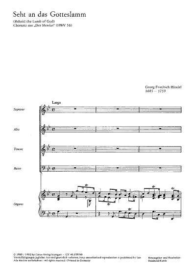 G.F. Händel: Seht an das Gotteslamm g-Moll