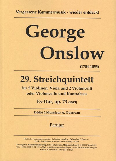 G. Onslow: 29. Streichquintett Es-Dur op., 2VlVla2Vc (Part.)