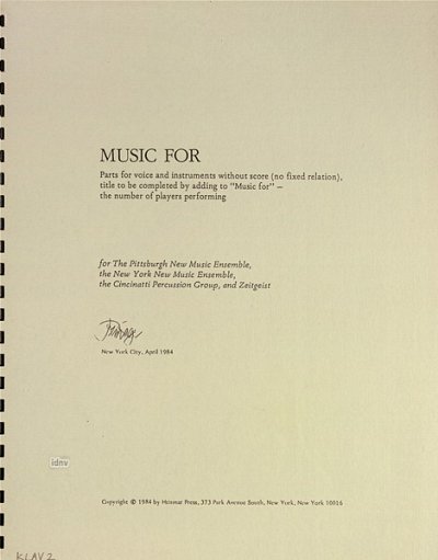 J. Cage: Music for ... [Piano 2] (1985)