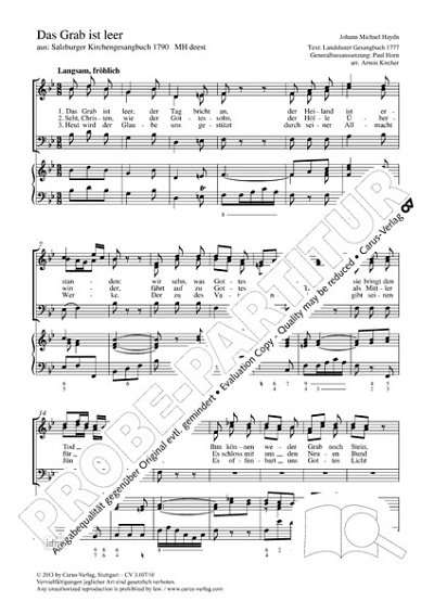 DL: M. Haydn: Das Grab ist leer B-Dur (Part.)