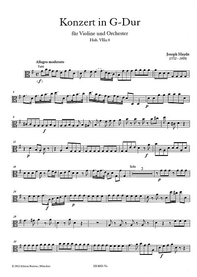 AQ: J. Haydn: Violinkonzert in G-Dur (Hob. VIIa:4,  (B-Ware)