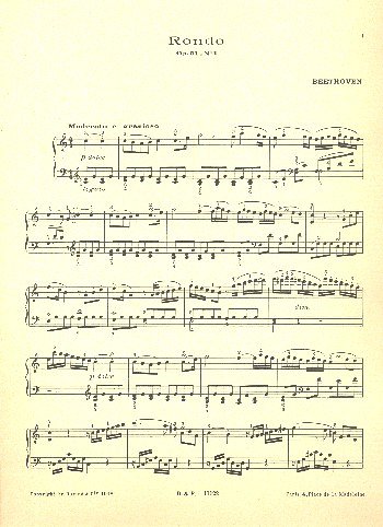 L. v. Beethoven: Rondo Op 51 Pour Piano, Klav