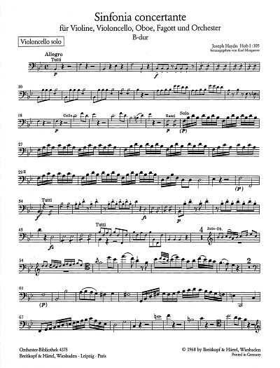 J. Haydn: Sinfonia concertante B-Dur , VlVcObFgOrch (Vcsolo)