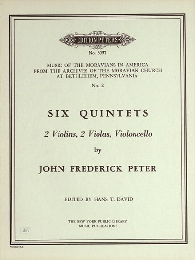 Peter John Frederick: 6 Quintette für Streicher (1789)