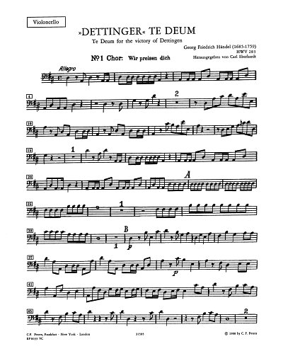 G.F. Händel: Dettinger Te Deum HWV 283, 3GesGchOrchB (Vc)