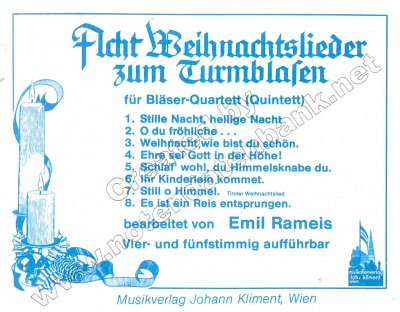 E. Rameis: 8 Weihnachtslieder zum Turmb, 4-5Blechbl (Stsatz)