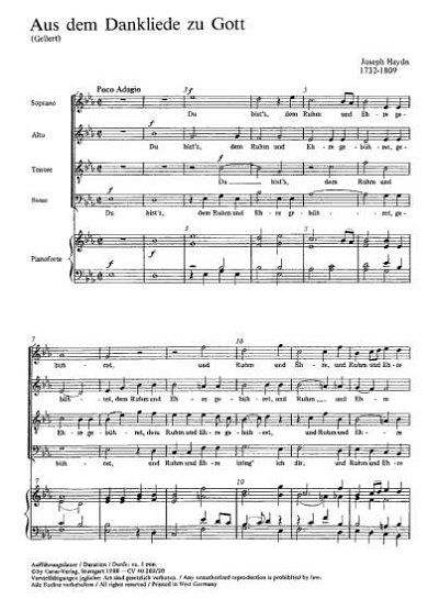 J. Haydn: Aus dem Dankeliede zu Gott Es-Dur XXXVc:8