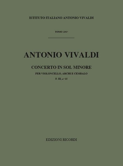 Concerto Per Violoncello, Archi e BC In Sol Min.  (Part.)