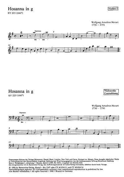 W.A. Mozart: Hosanna in G KV 223 (166e)