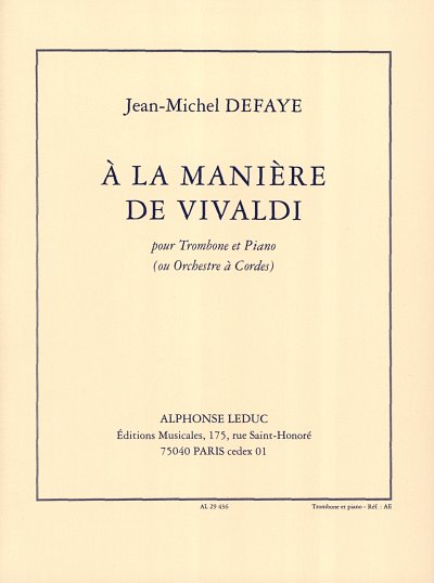 J.-M. Defaye: A La Maniere De Vivaldi, PosKlav (KlavpaSt)