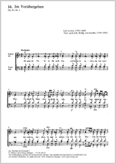 C. Loewe: Im Voruebergehen op. 81 Nr. 1 / Partitur