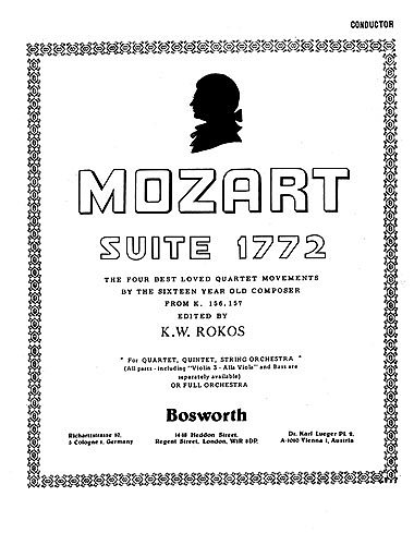W.A. Mozart: F W Suite 1772 Rokos, Sinfo (Pa+St)