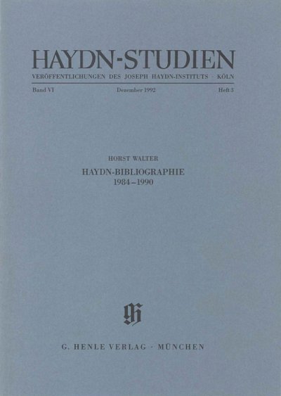 Haydn-Studien Band 6 Heft 3 (Dezember 1992)