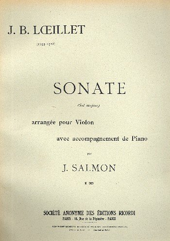 J. Loeillet de Gant: Sonate sol majeur