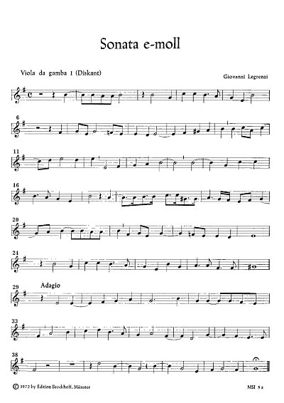 G. Legrenzi: Sonata in g transponiert nach e fuer 4 Gamben /
