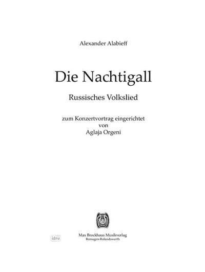 A. Alabieff: Die Nachtigall d-Moll, GesSKlav (KA)