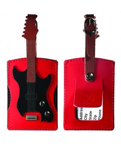 Italian Leather Luggage Tag - Electric Guitar