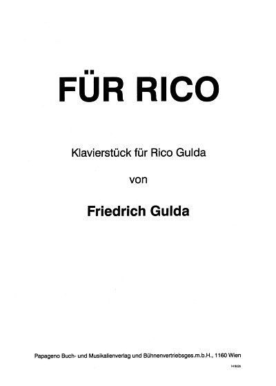 F. Gulda: Für Rico, Klav (EA)