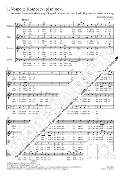 D.S. Bortnyansky et al.: Vospojte Hospodevi pesn' novu (Singt dem Herrn ein neues Lied) B-Dur