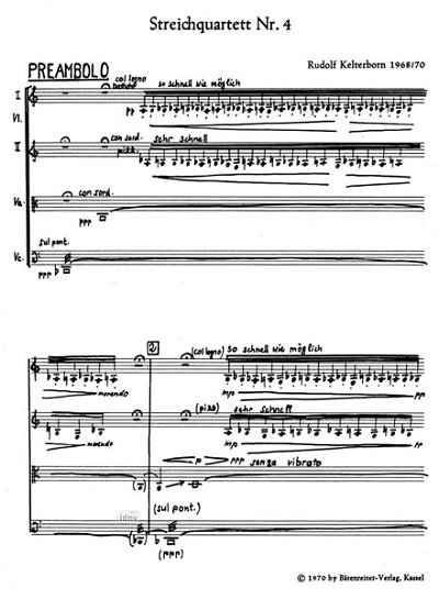 R. Kelterborn: Streichquartett IV (1968/1970), 2VlVaVc (Stp)