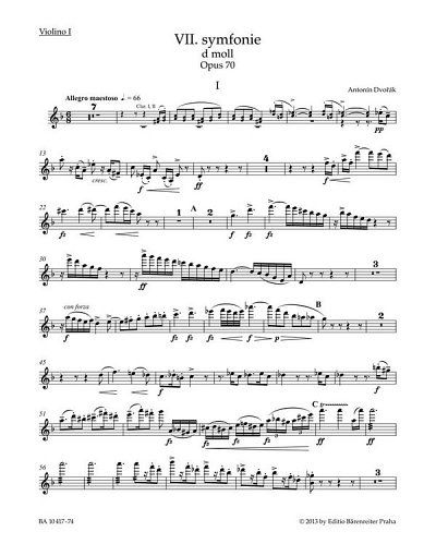A. Dvorak: Sinfonie Nr. 7 d-Moll op. 70 Violine I