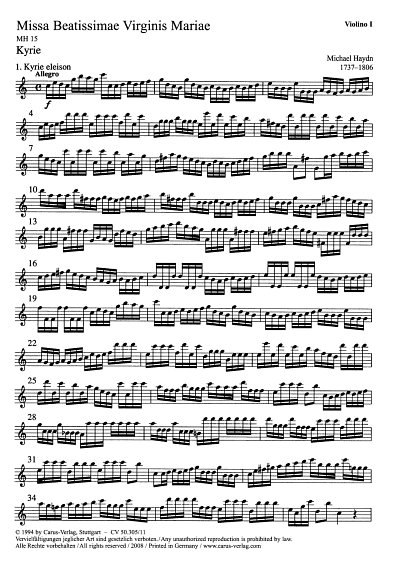 M. Haydn: Missa Beatissimae Virginis Mari, 4GesGchOrch (Vl1)