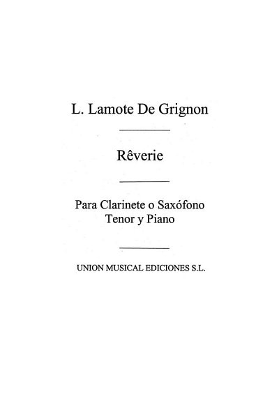 Reverie For Clarinet And Piano