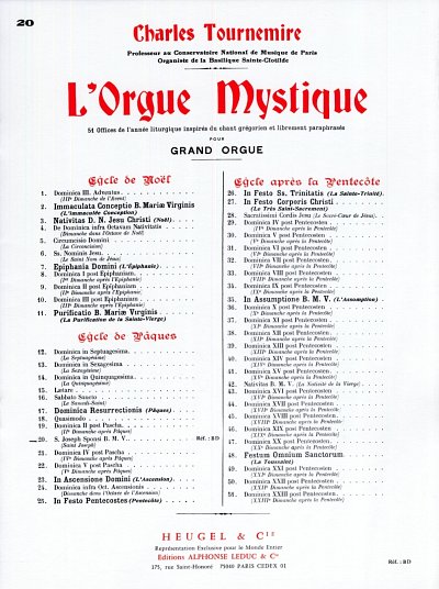 C. Tournemire: L'Orgue mystique Vol.20, Org