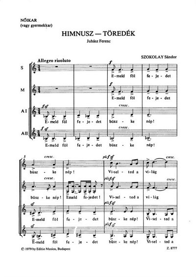 S. Szokolay: Himnusz-Töredék, Fch4/Kch4 (Chpa)