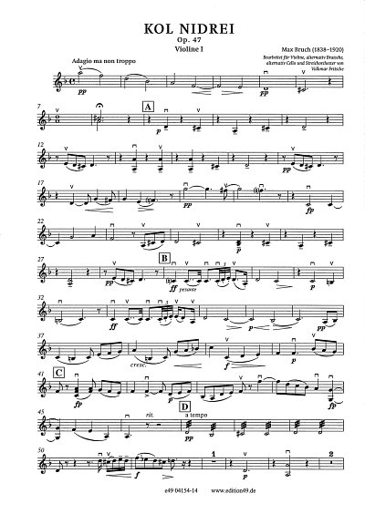 M. Bruch: Kol Nidrei op. 47, 4StrStro (Vl1)