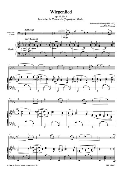 DL: J. Brahms: Wiegenlied, Violoncello [Fagott], Klavier