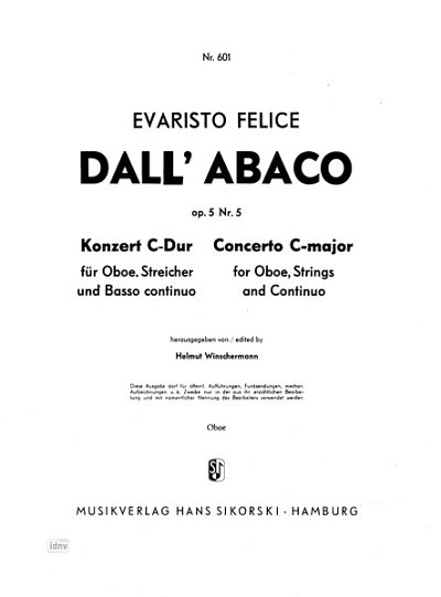 E. dall'Abaco: Concerto C-Dur Op 5/5 - Ob Str Bc