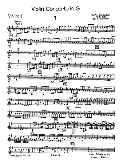 G.P. Telemann: Konzert G-Dur - Vl Str Praeclassica