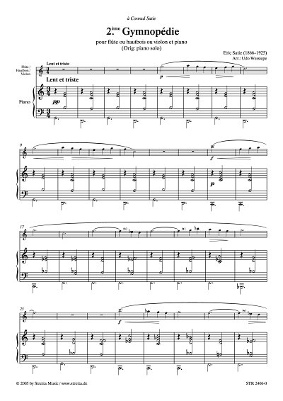 DL: E. Satie: Gymnopedie Nr. 2 bearbeitet fuer Floete (Oboe,