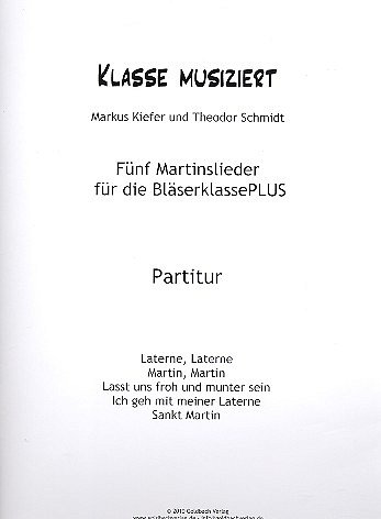 Klasse musiziert - Fünf Martinslieder, Blkl/Jublas (Part.)