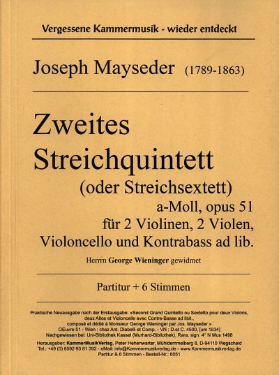 Mayseder Josef: Quintett 2 A-Moll Op 5 (Sextett)