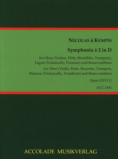 N. a Kempis: Symphonia a 2 in D op. 3/18, Ob/VlFgBc (Pa+St)