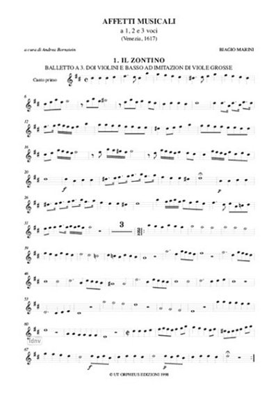 B. Marini: Affetti musicali a 1, 2 e 3 voci (Venezia 1617)
