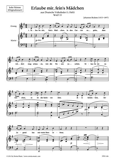 DL: J. Brahms: Erlaube mir, fein's Maedchen aus: Deutsche Vo