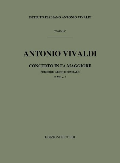 Concerto per Oboe, Archi e BC: In Fa Rv 455 (Part.)