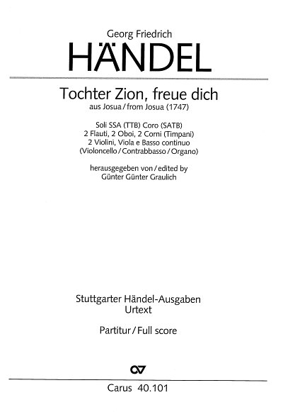 G.F. Händel: Tochter Zion, freue dich, 3GesGchOrch (Part.)